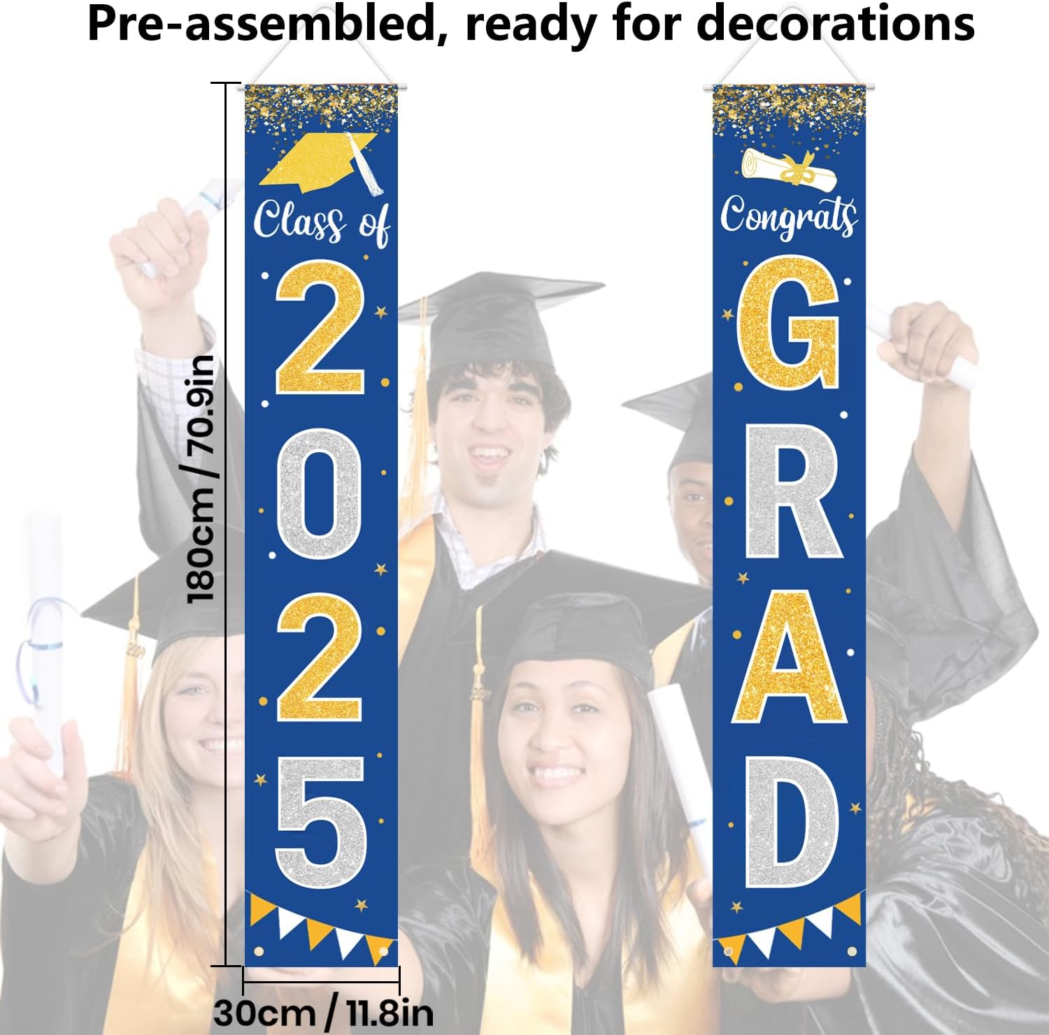 Class of 2025 Graduation Banner Blue Welcome Sign