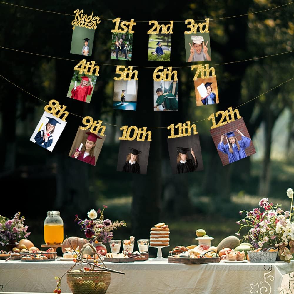 Gold Glitter Graduation Photo Banner for Class of 2025