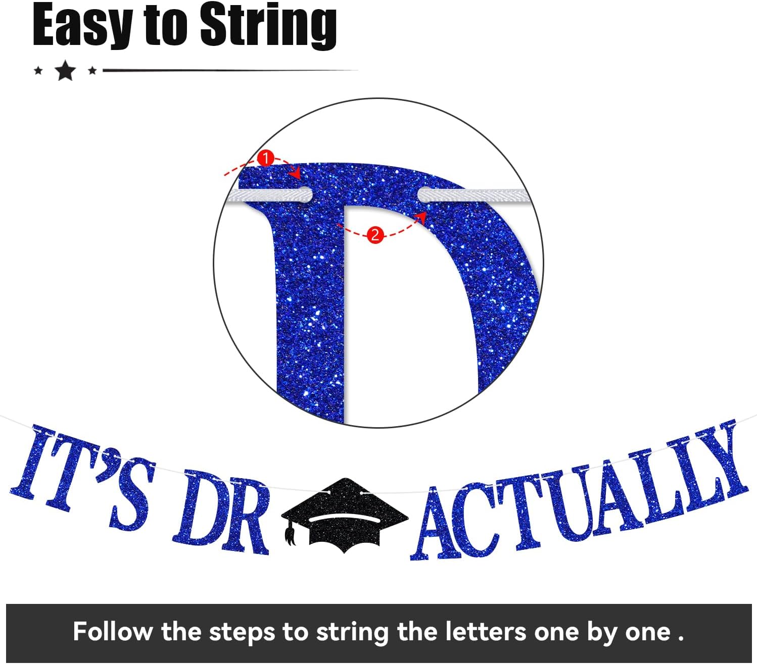 Dr Actually Graduation Banner with Glitter and Hat