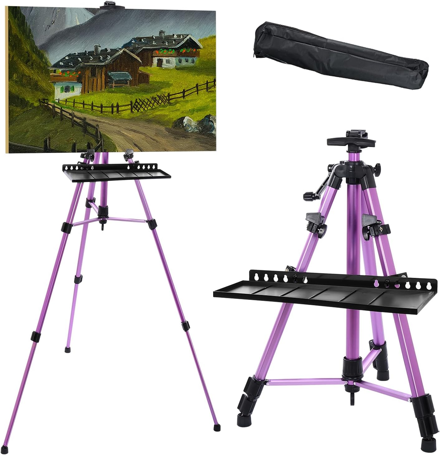 PATIKIL Artist Easel Stand with Detachable Tray Adjustable Height 20-61 Inches Purple
