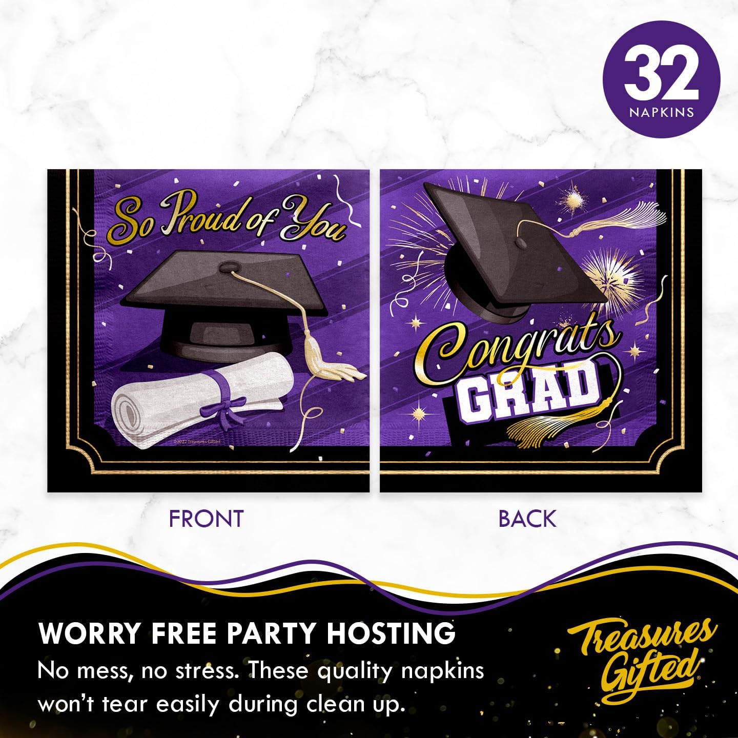 Treasures Gifted Purple Graduation Decor Set for 24 Guests