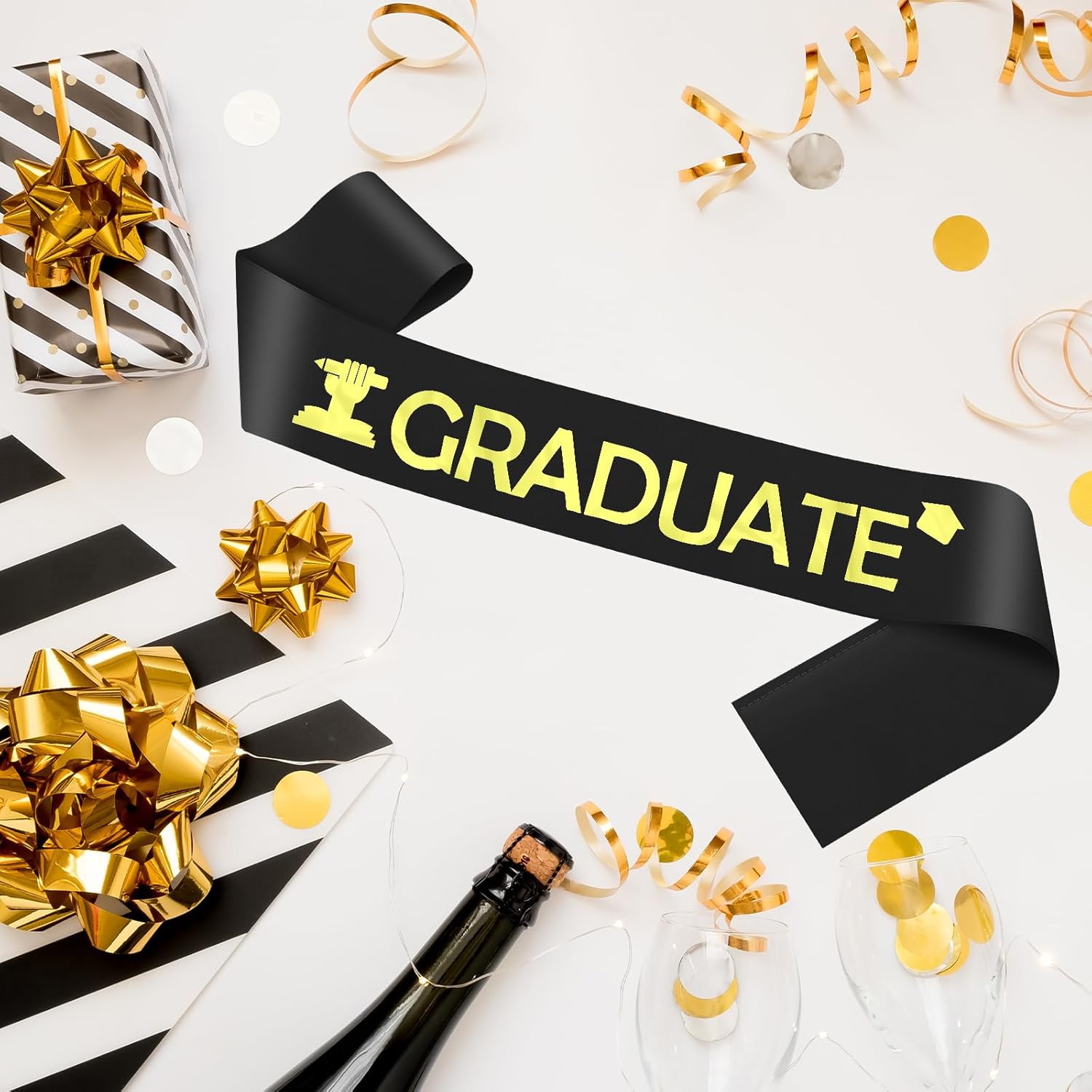 Graduation Sash with Gold Fonts for Graduate Students