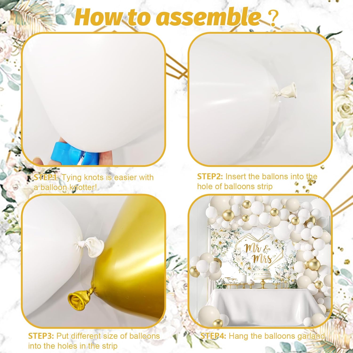 MEHOFOND 113pcs White Floral Wedding Balloons Arch Kit