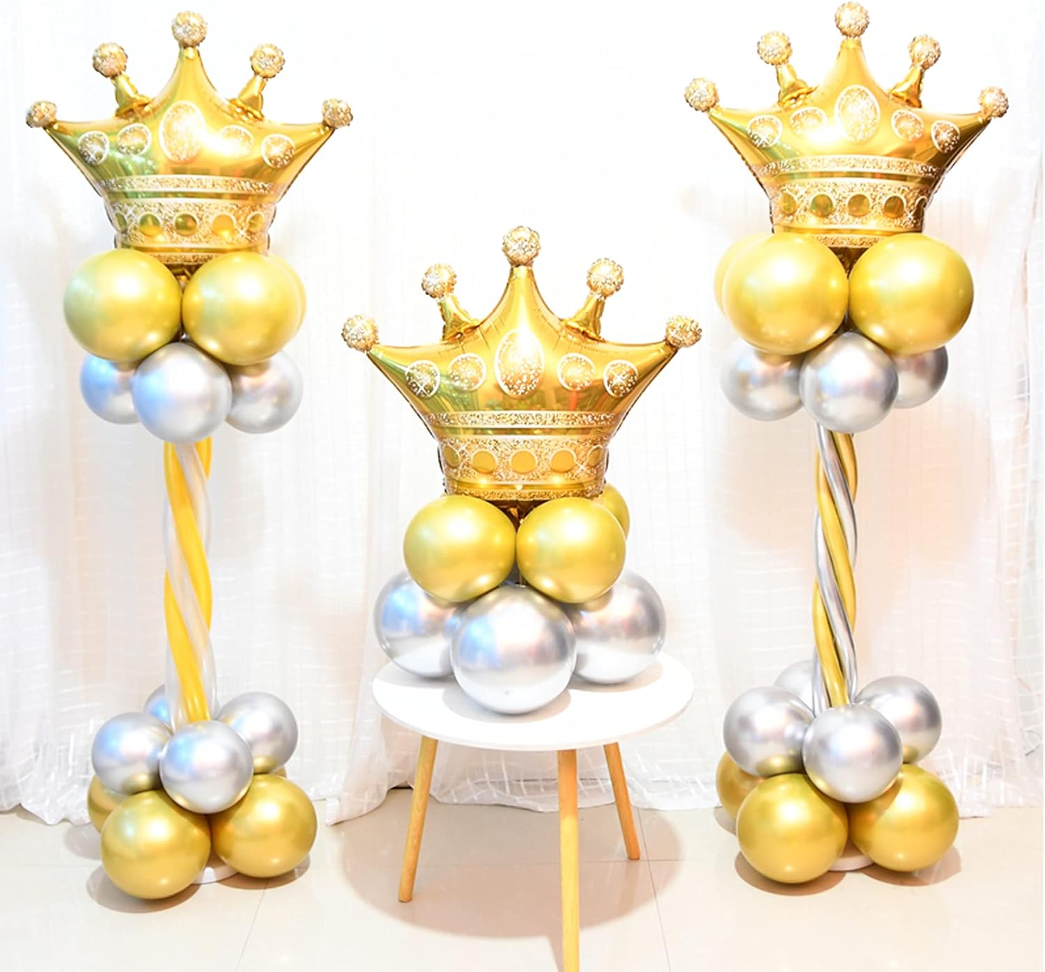 4Pcs Gold Crown Foil Balloons for Weddings and Parties