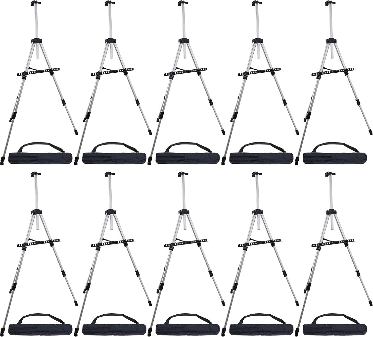 US Art Supply 66 Silver Aluminum Tripod Easel 10 Pack