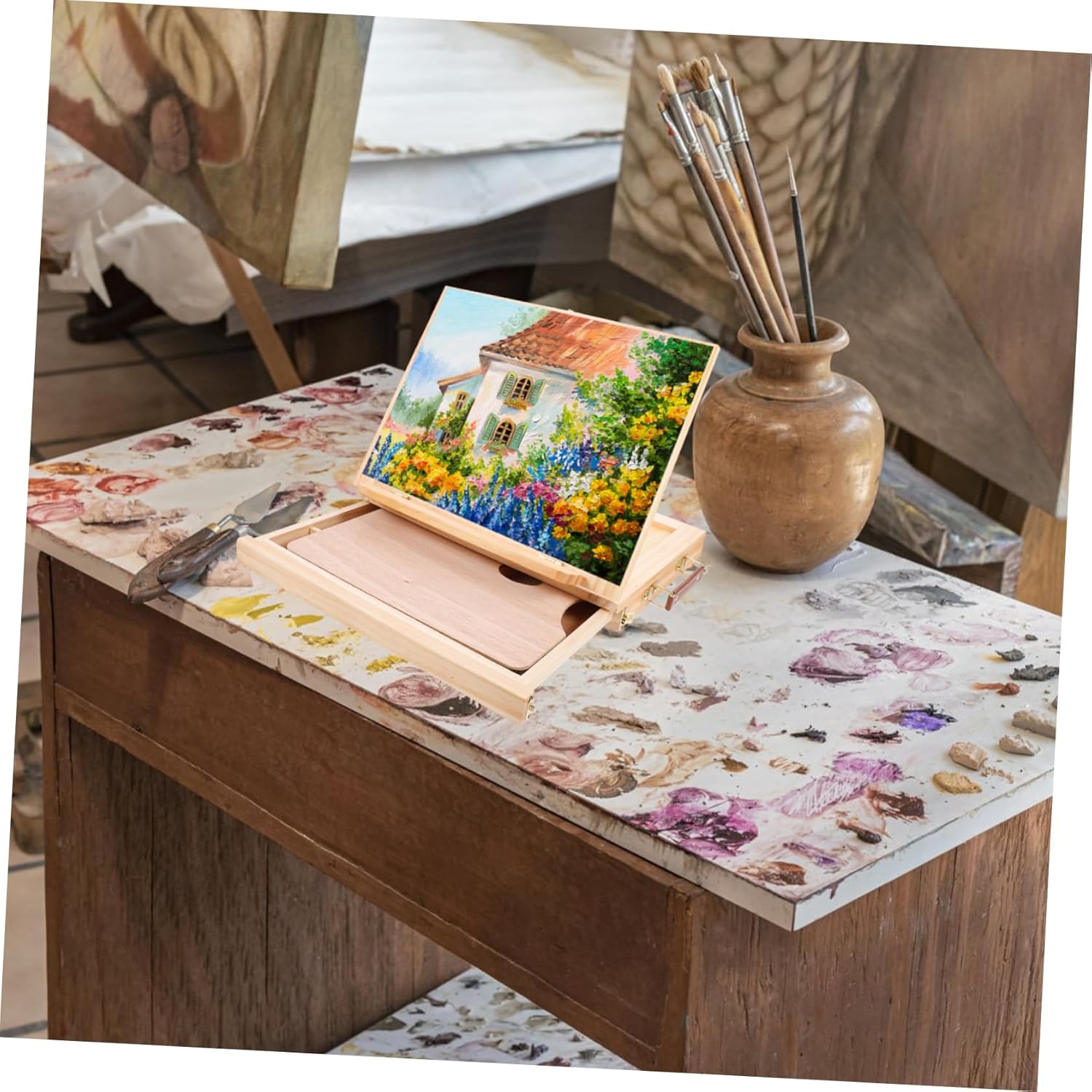 Portable Wooden Easel with Drawer for Art and Photos