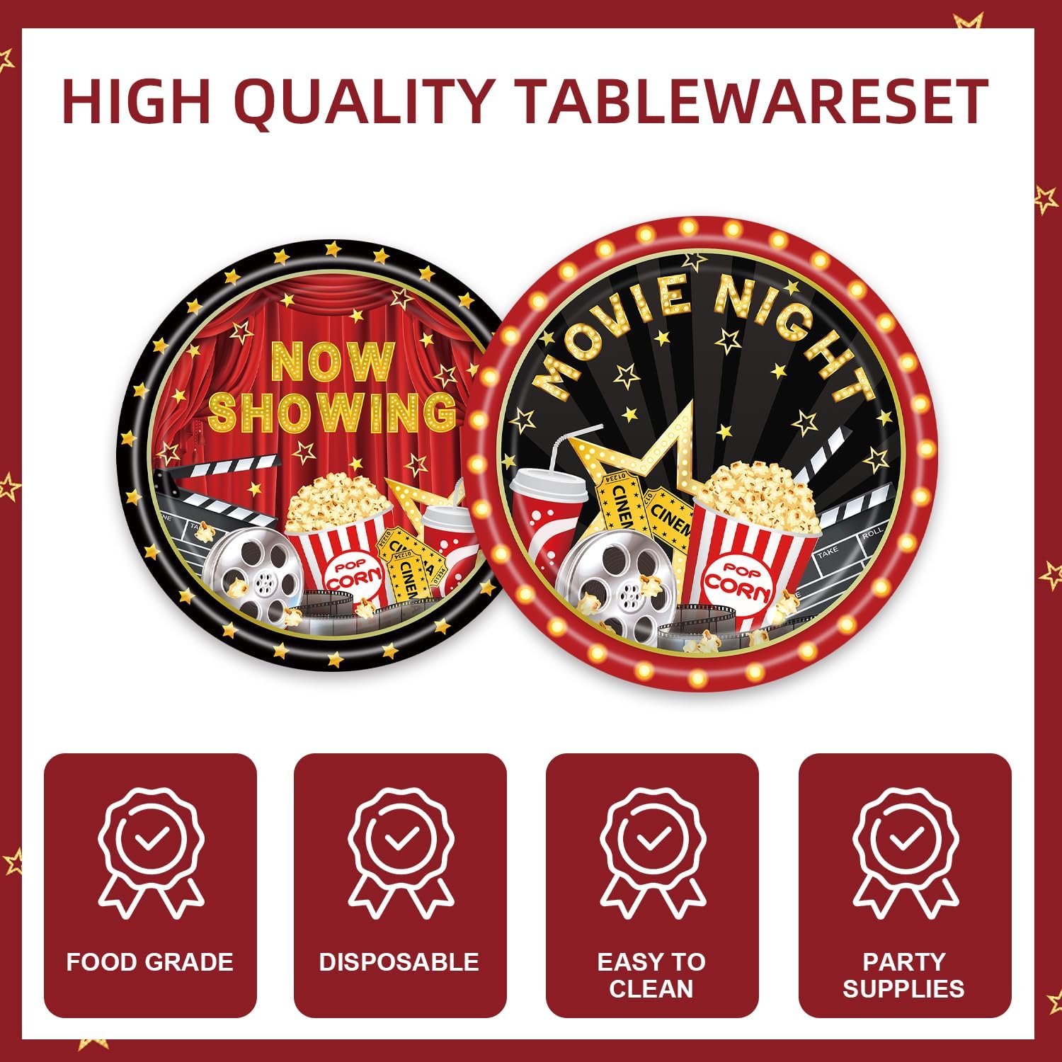 141 Pcs Movie Night Dinnerware Set for 20 Guests