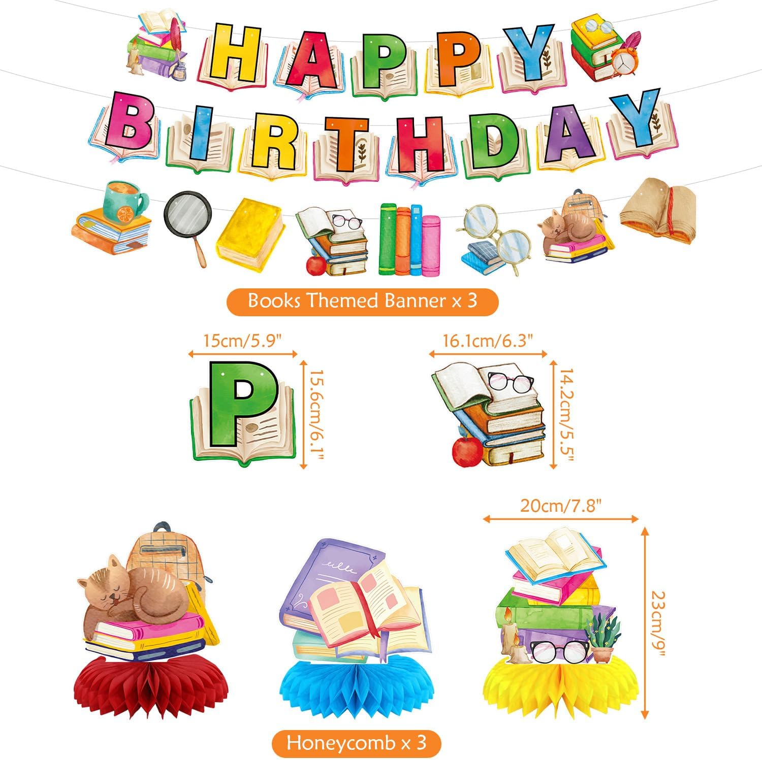 Book Themed Birthday Party Decorations Set