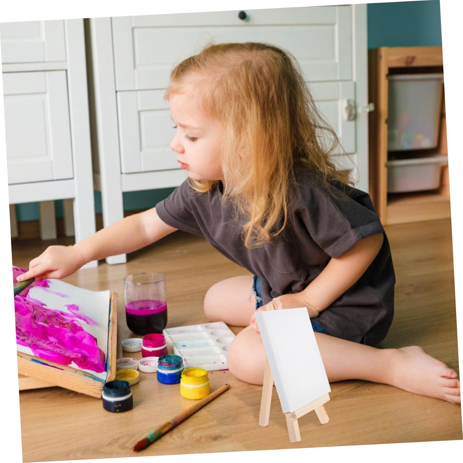LIFKOME 12Pcs Small Canvases with Easels for Painting and Arts