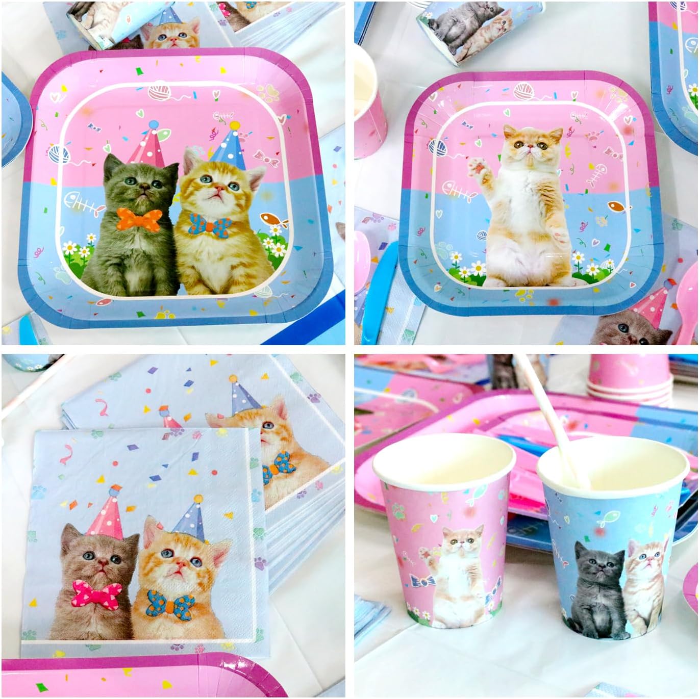LSJDEER Cat Party Tableware Set for 20 Guests