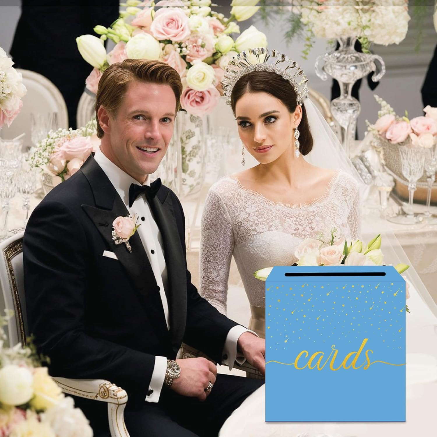 Light Blue Card Box for Wedding and Party Use
