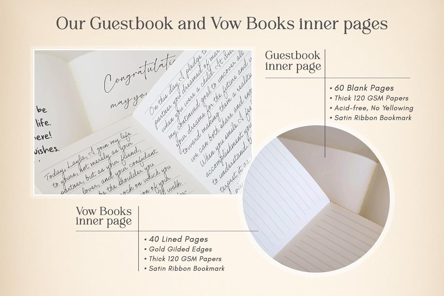 Modern Album Designs Personalized Wedding Book Set - Cream