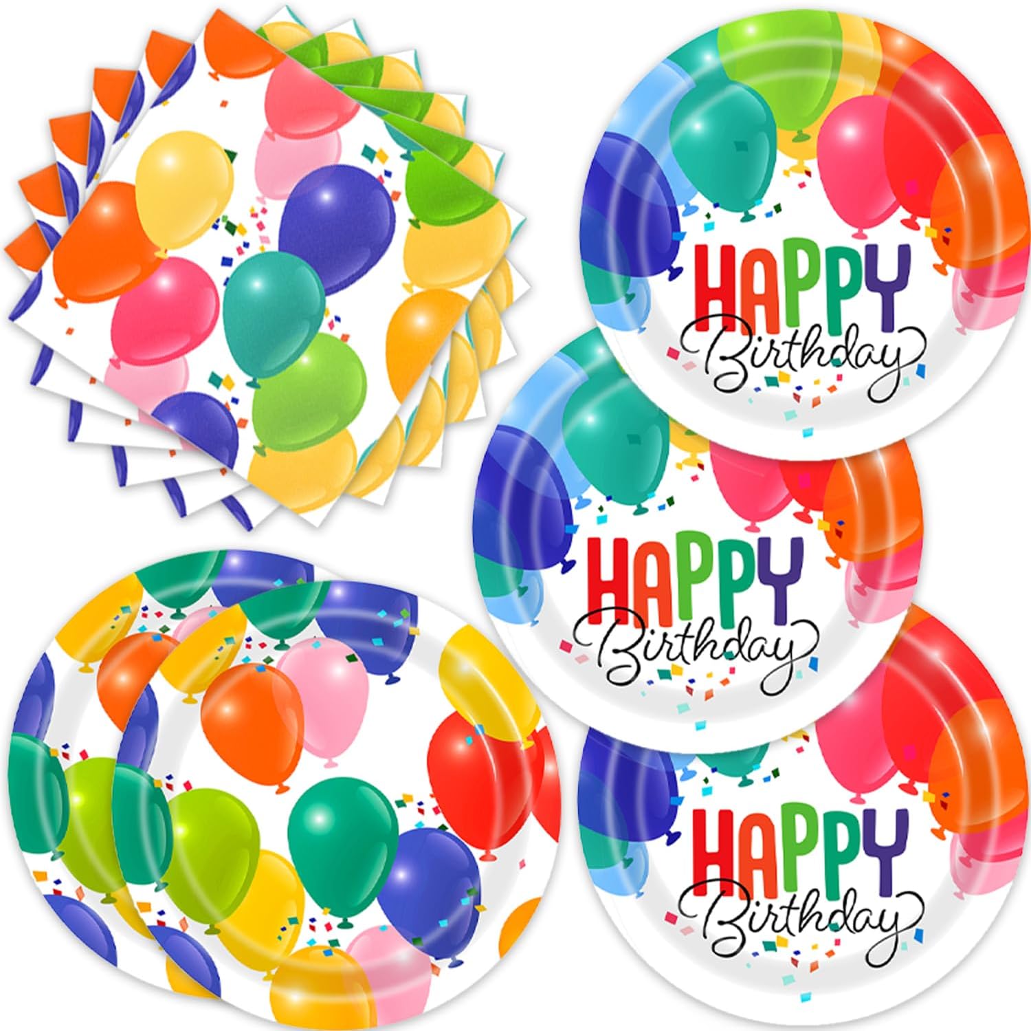 40Pcs Happy Birthday Plates Napkins Set for Kids Party