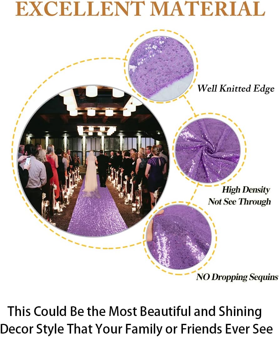 ShiDianYi Lavender Sequin Aisle Runner Wedding 15FT