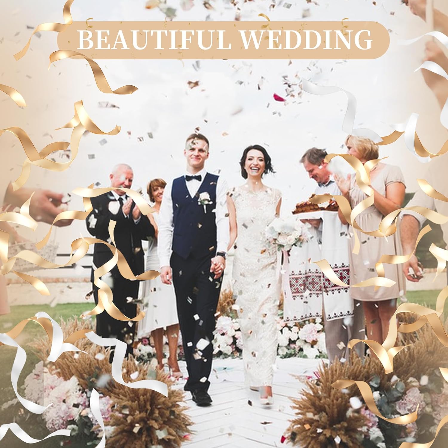 200 Pieces Ribbon Wedding Wand Sticks with Bells
