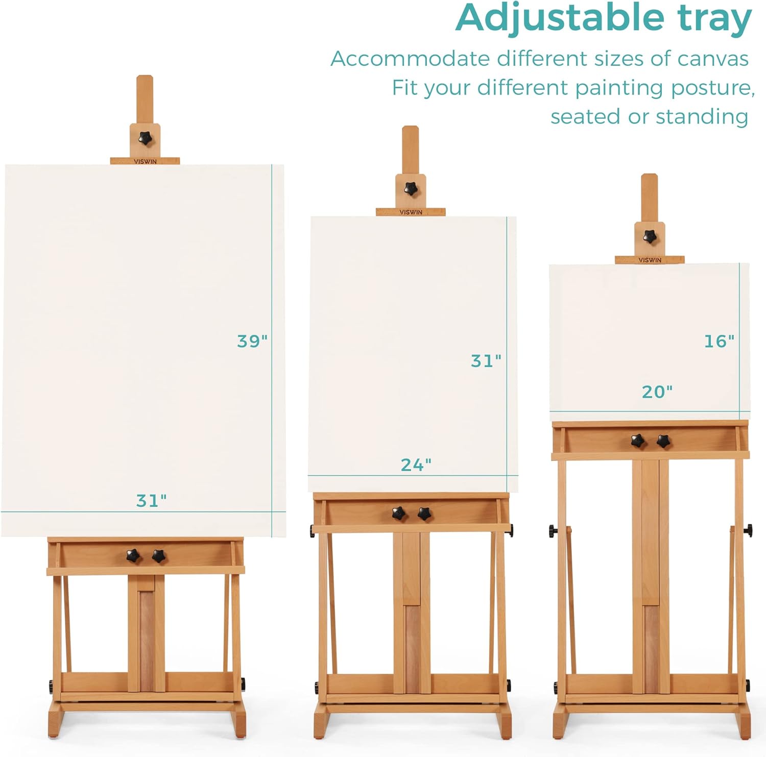 VISWIN Large Adjustable H-Frame Easel with Storage Tray