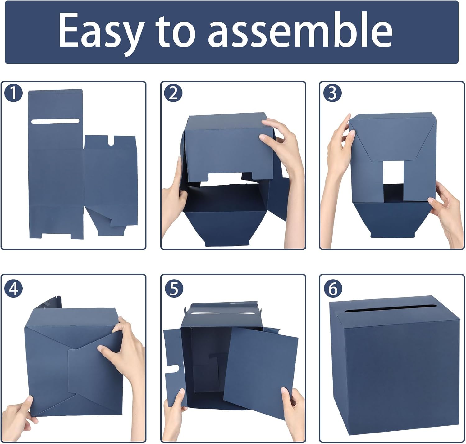 Fowecelt Navy Blue Card Box for Events