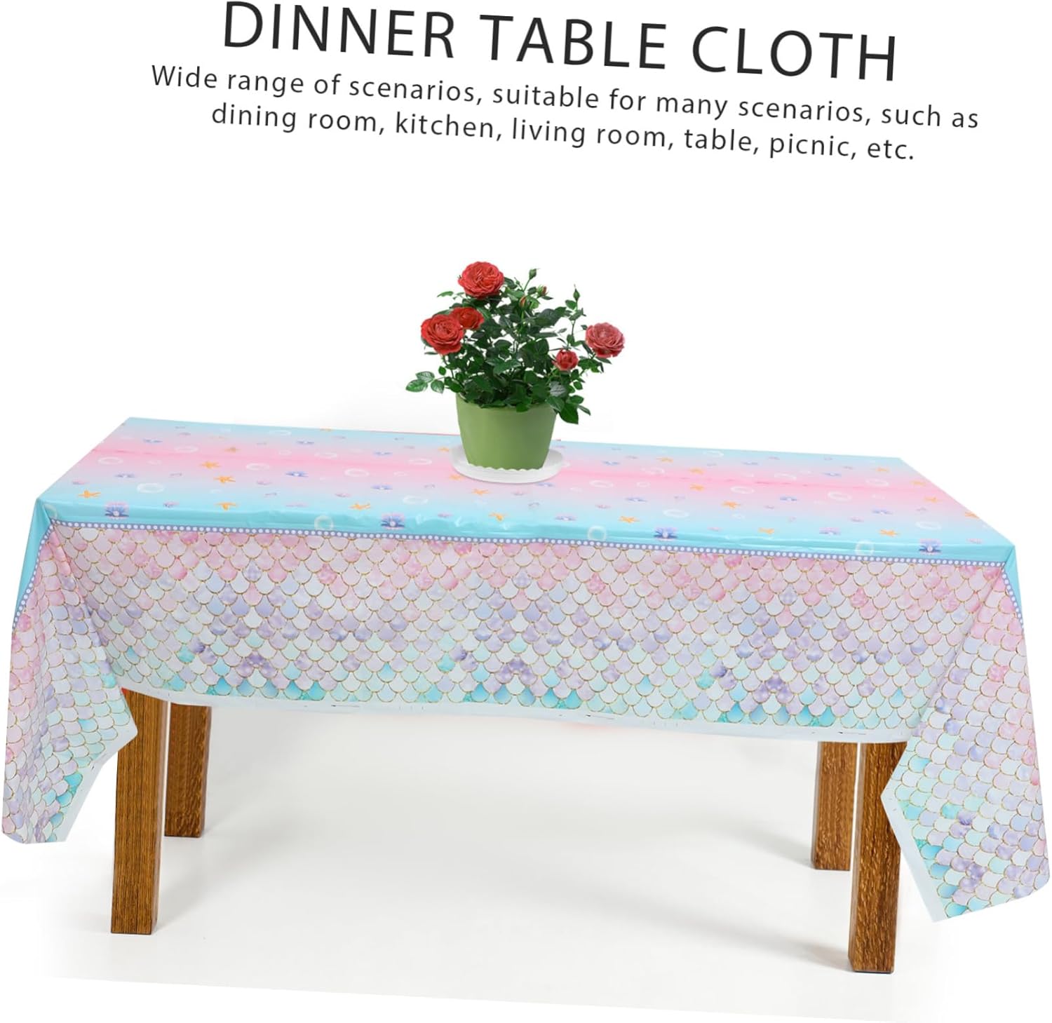 MAGICLULU Mermaid Themed Birthday Party Tablecloth for Boys and Girls
