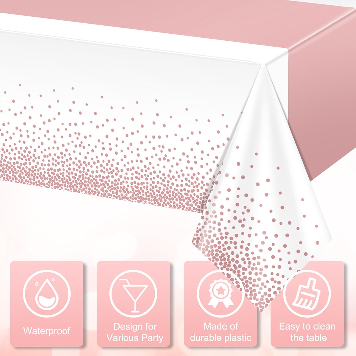 1Pcs White and Rose Gold Tablecloth Party Decorations