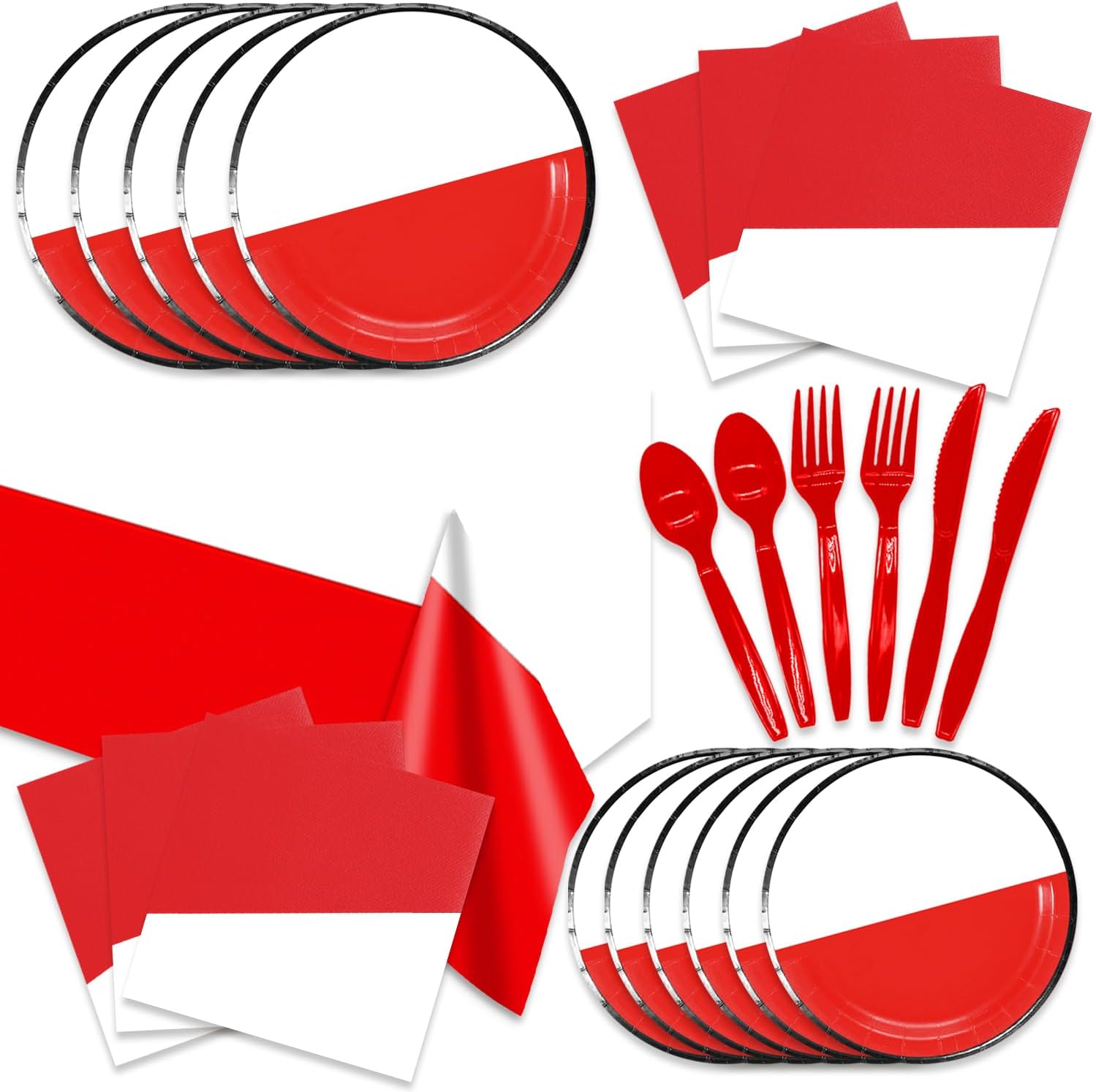 121pcs Pocket Party Supplies Pack Includes Napkins Plates Tablecloth Utensils