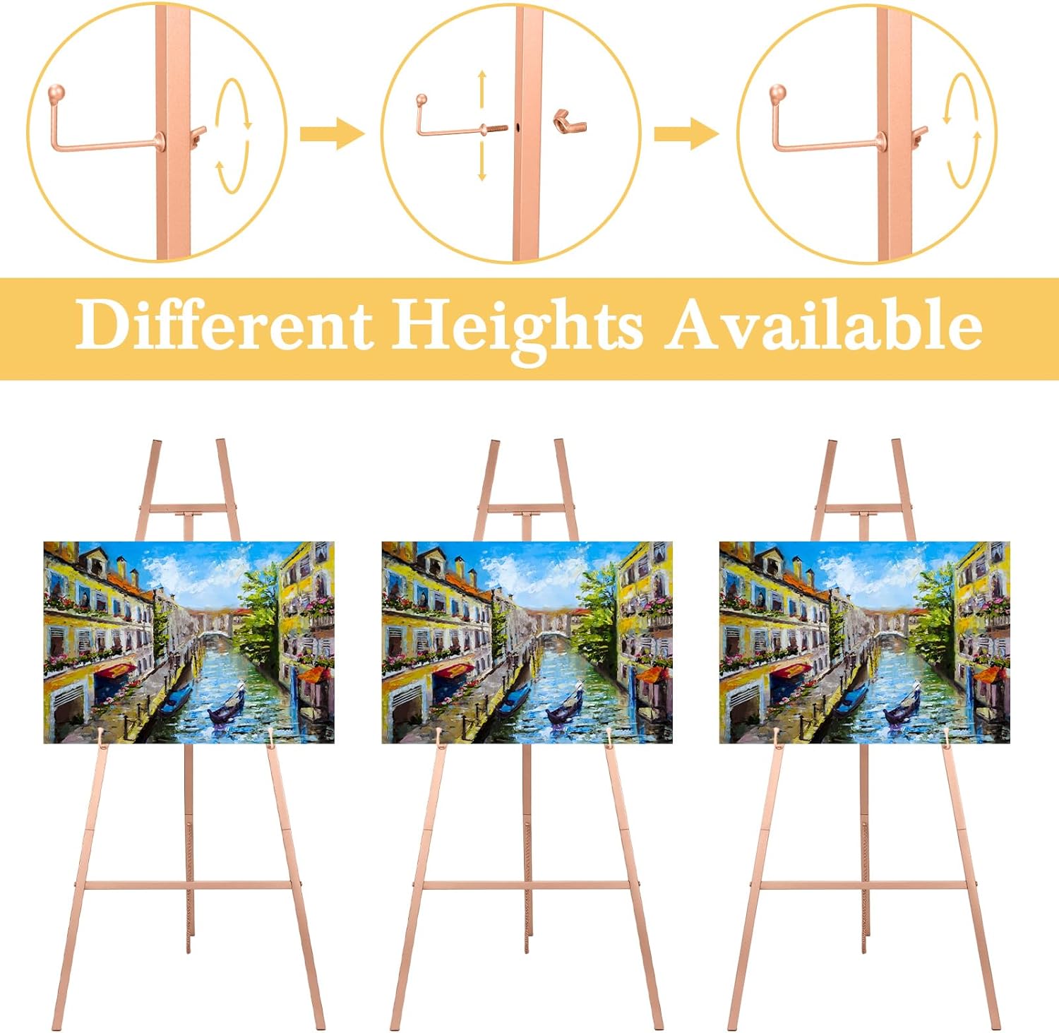 Rose Gold 50 Inch Adjustable Easel Stand for Wedding Sign