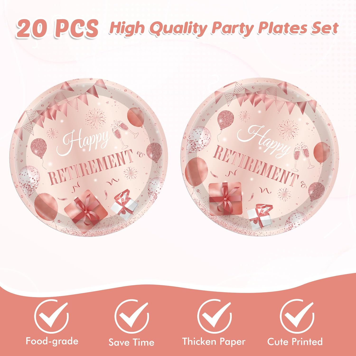 41Pcs Rose Gold Retirement Party Decor Set