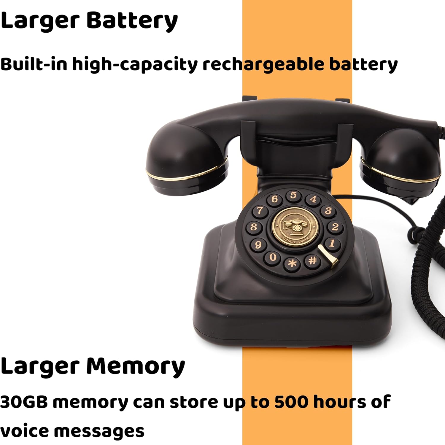 RetroVox Audio Guest Book Wedding Phone Black