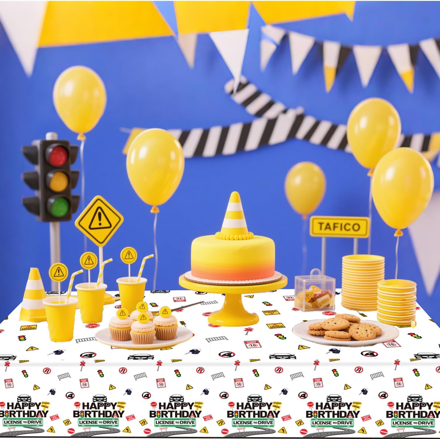 Drivers License 16th Birthday Tablecloth Decorations 3PCS