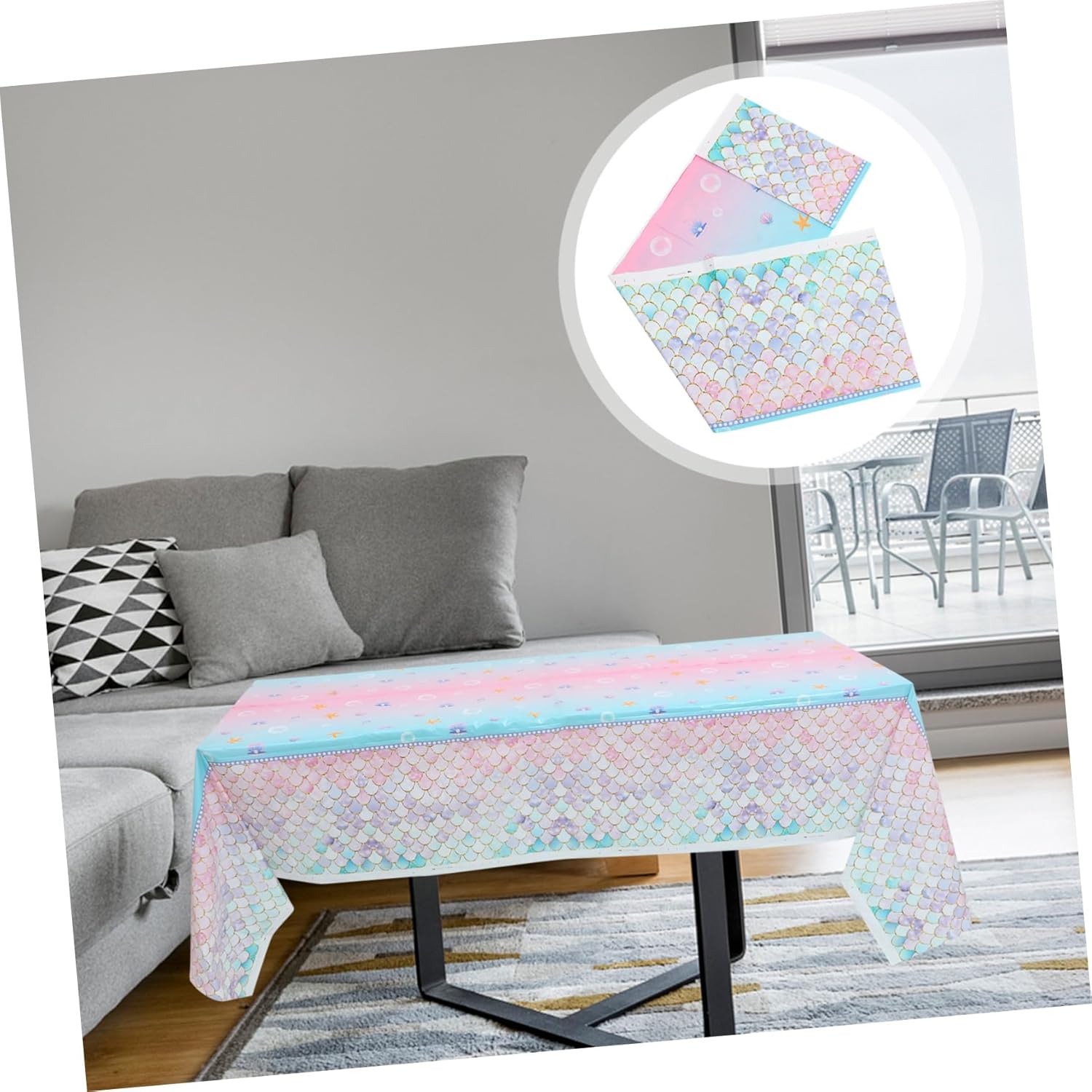 Mermaid Table Cloth for Birthday Party Sea Theme Decor