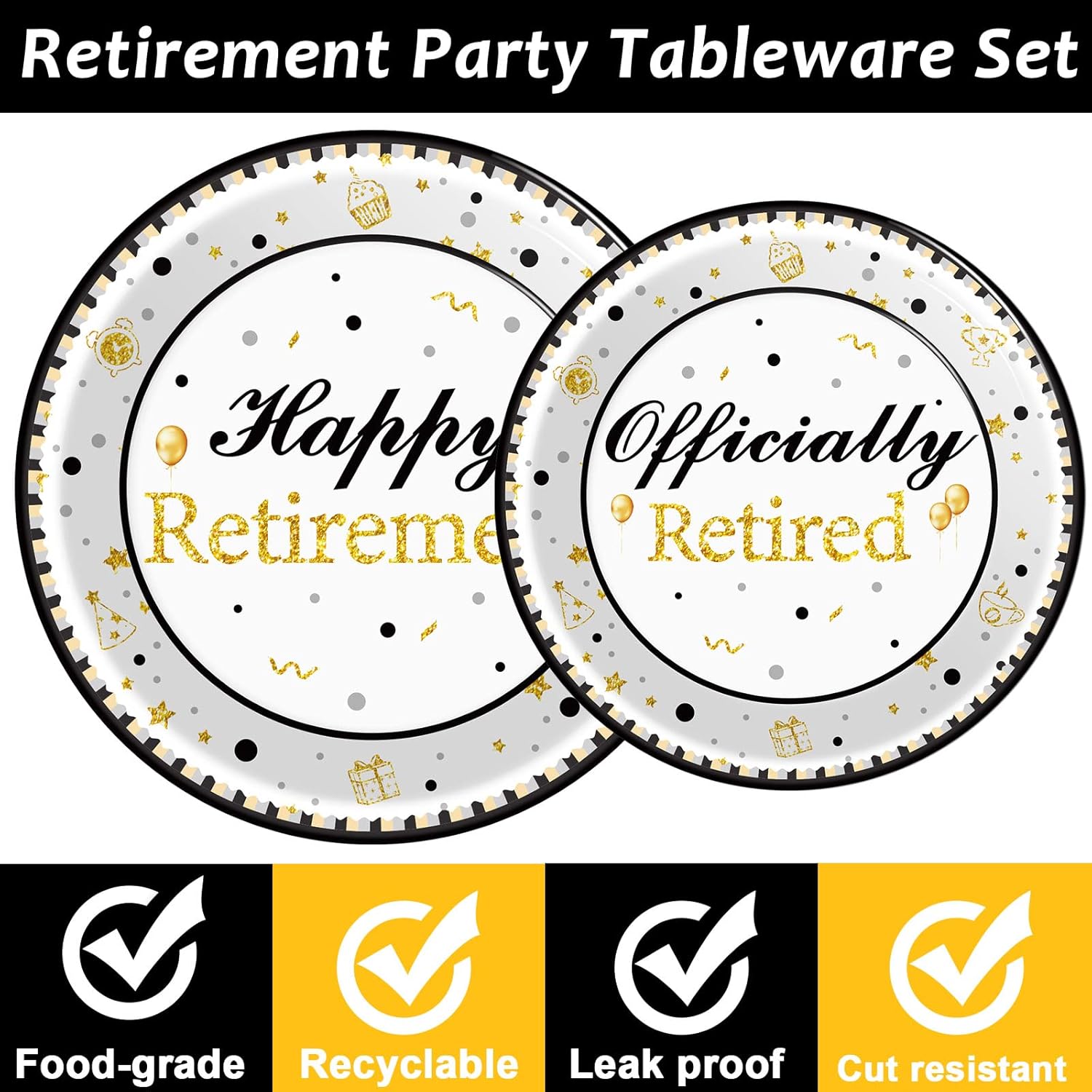96 Piece Happy Retirement Tableware Set for 24 Guests