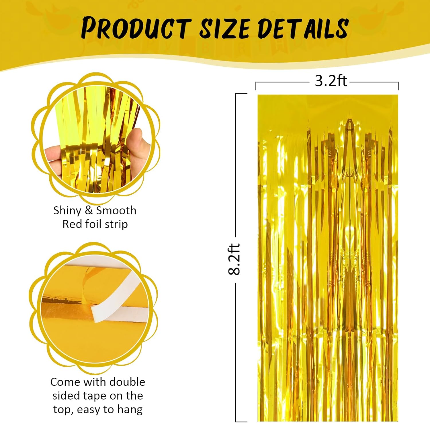 Accevo Gold Foil Streamers 3 Pack Decorations