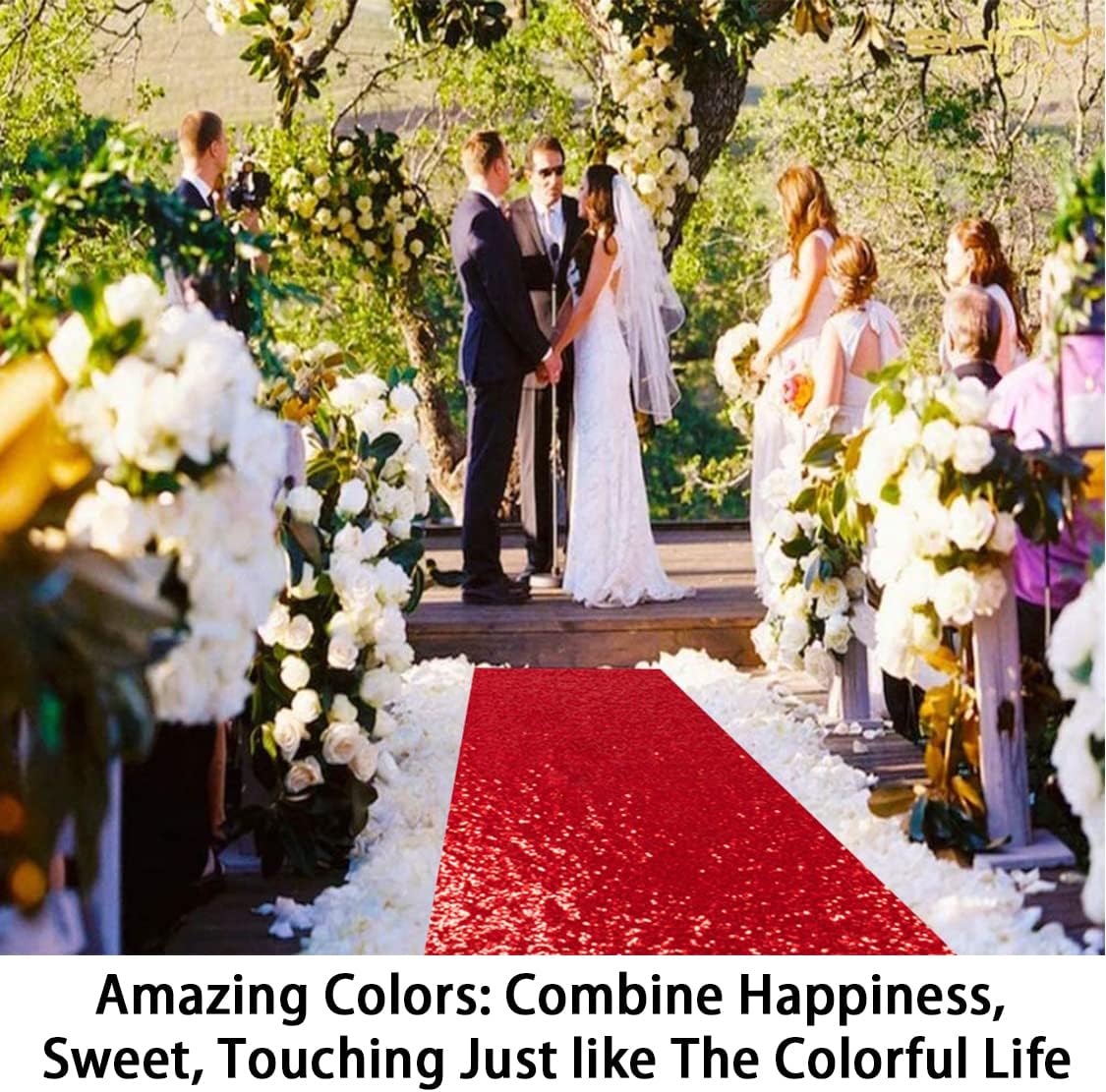 ShinyBeauty Red Sequin Aisle Runner 3FTx15FT