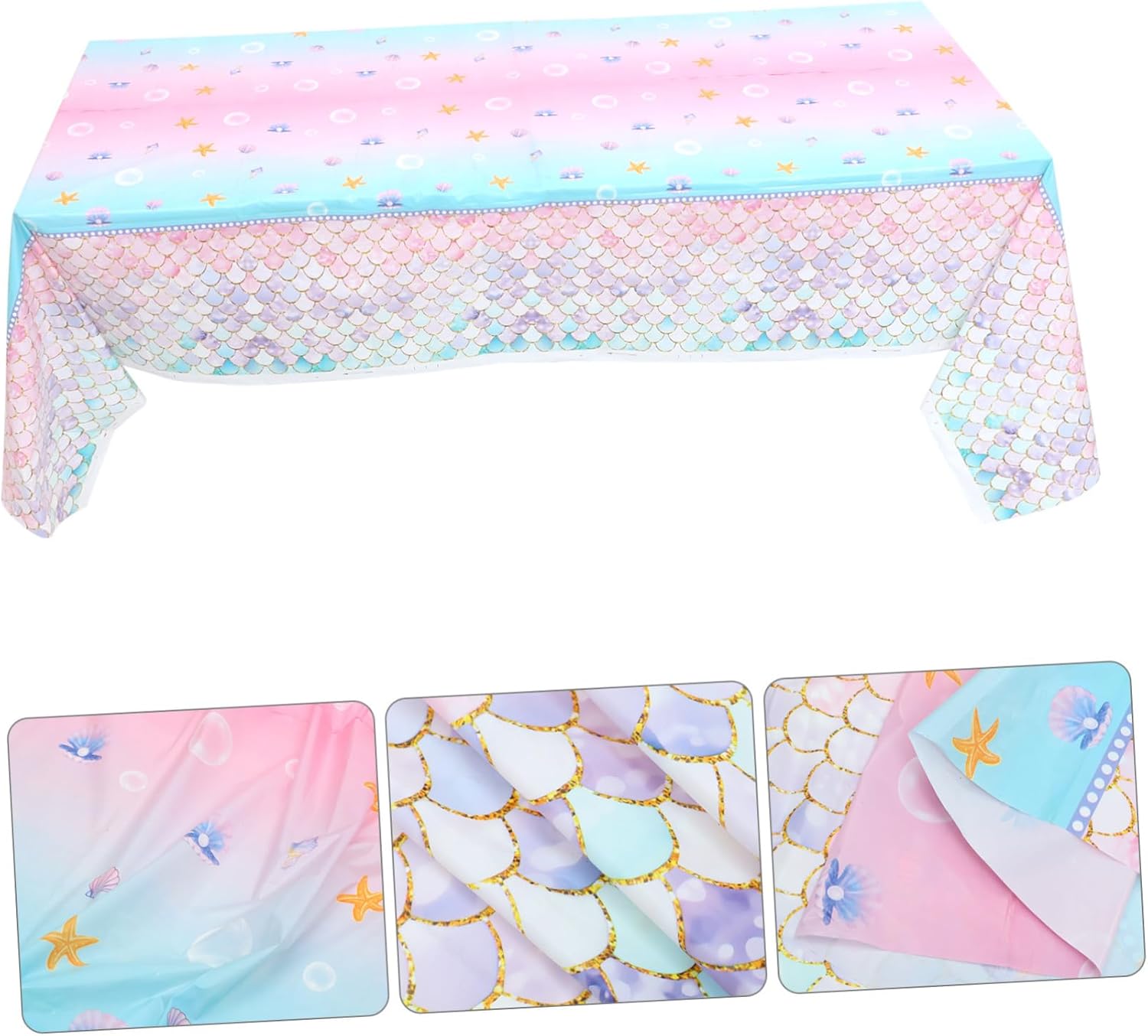 LIFKOME Mermaid Themed Disposable Tablecloth for Birthday Parties
