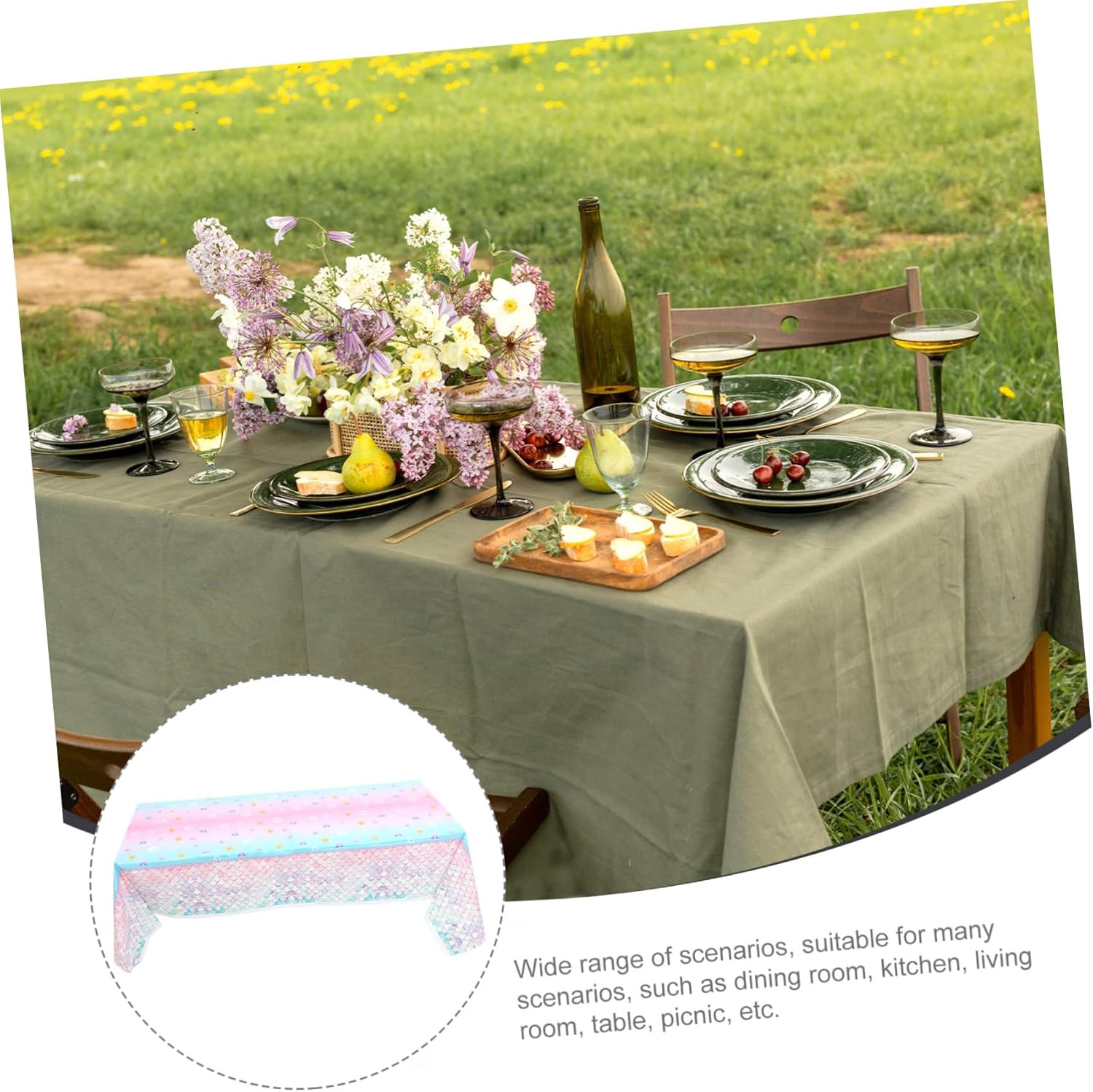 Mermaid Table Cloth for Birthday Party Sea Theme Decor