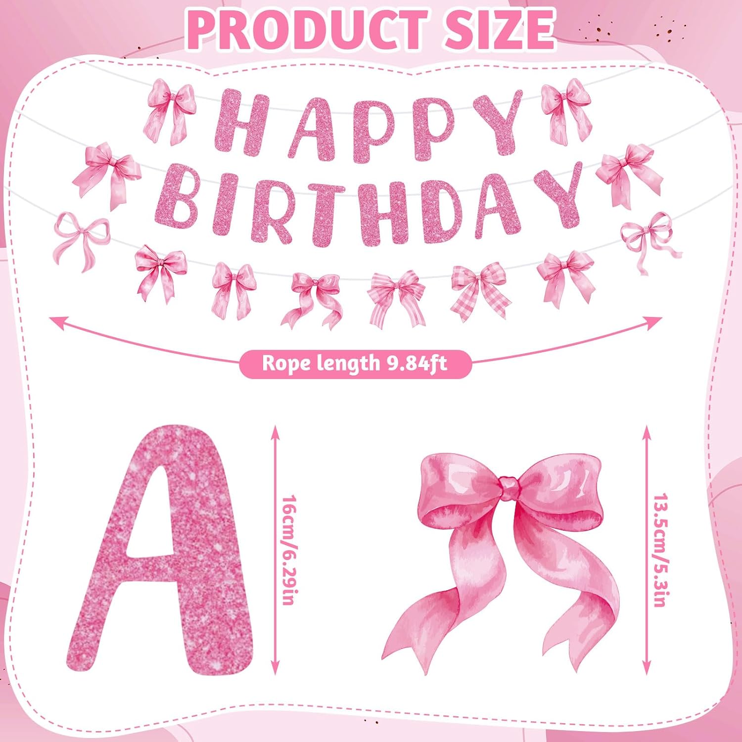 Pink Bow Birthday Party Decorations Set
