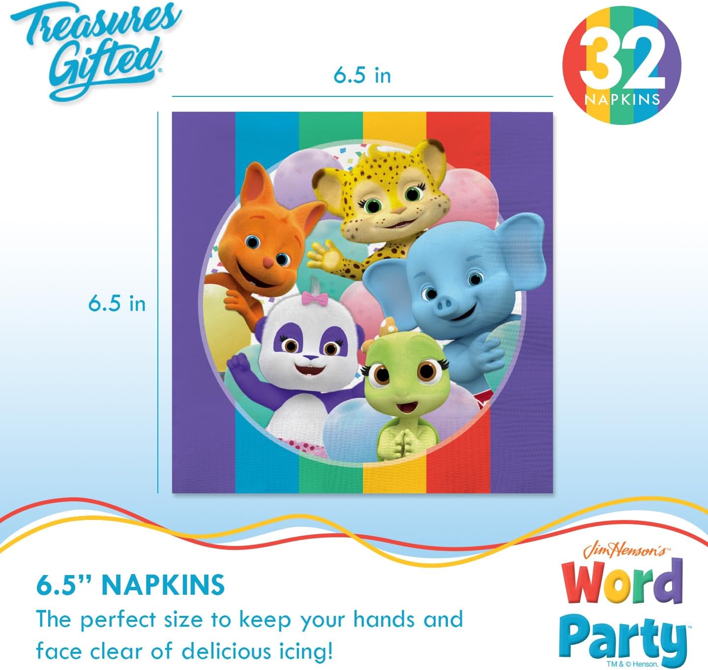 Treasures Gifted Word Party Birthday Plates Napkins Set for 24 Guests