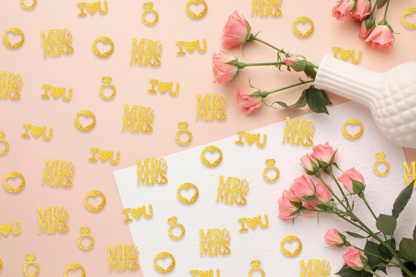200PCS Gold Glitter Wedding Confetti Table Decor