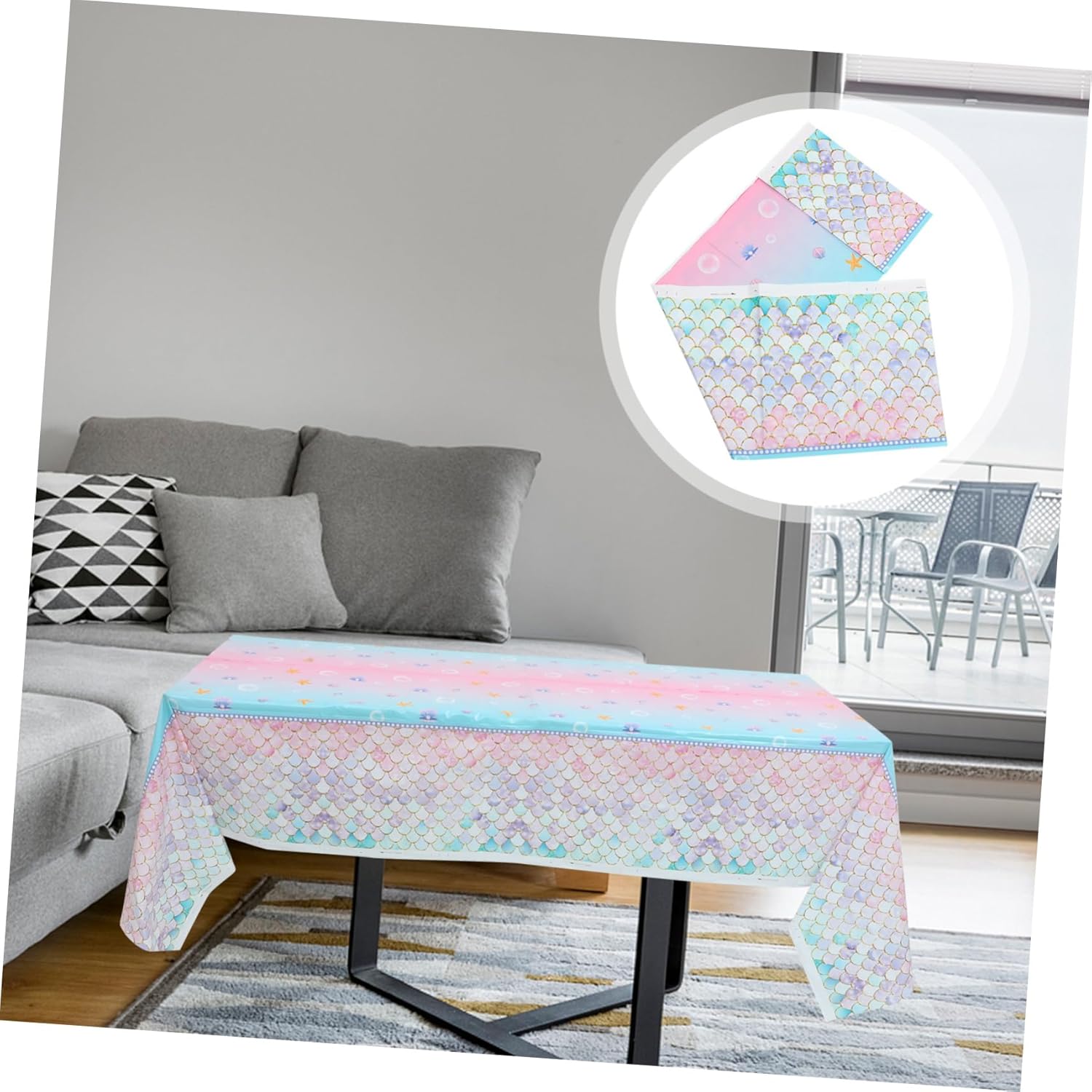 Disposable Mermaid Scale Tablecloth for Birthday Parties