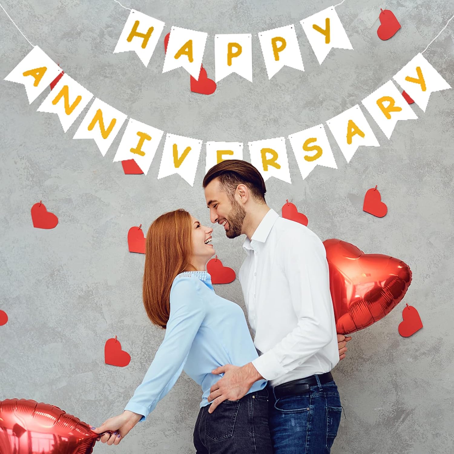 White Happy Anniversary Banner for Wedding Party Decoration