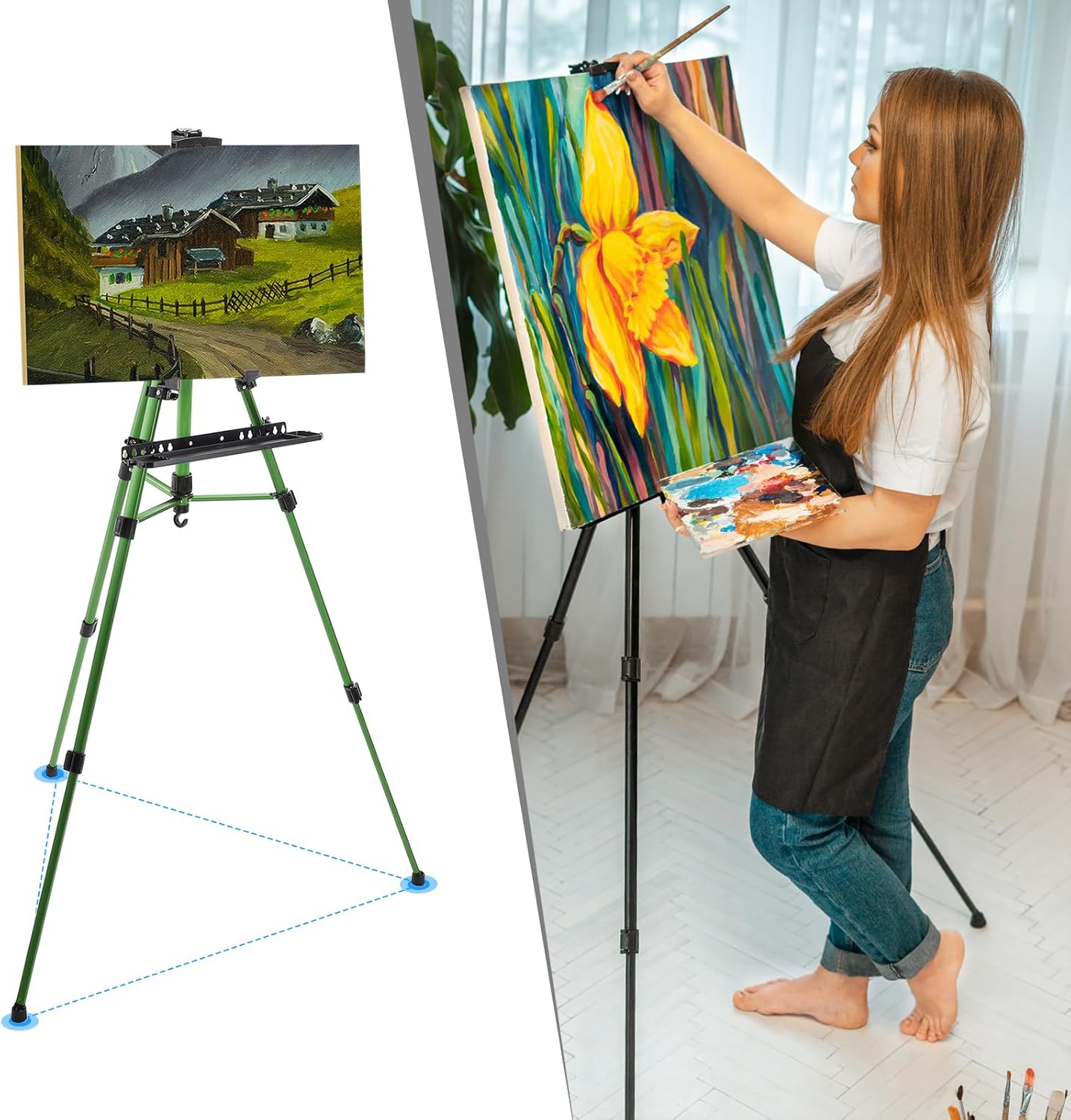 PATIKIL Artist Easel Stand with Detachable Tray Green Adjustable Height 20-61 Inch