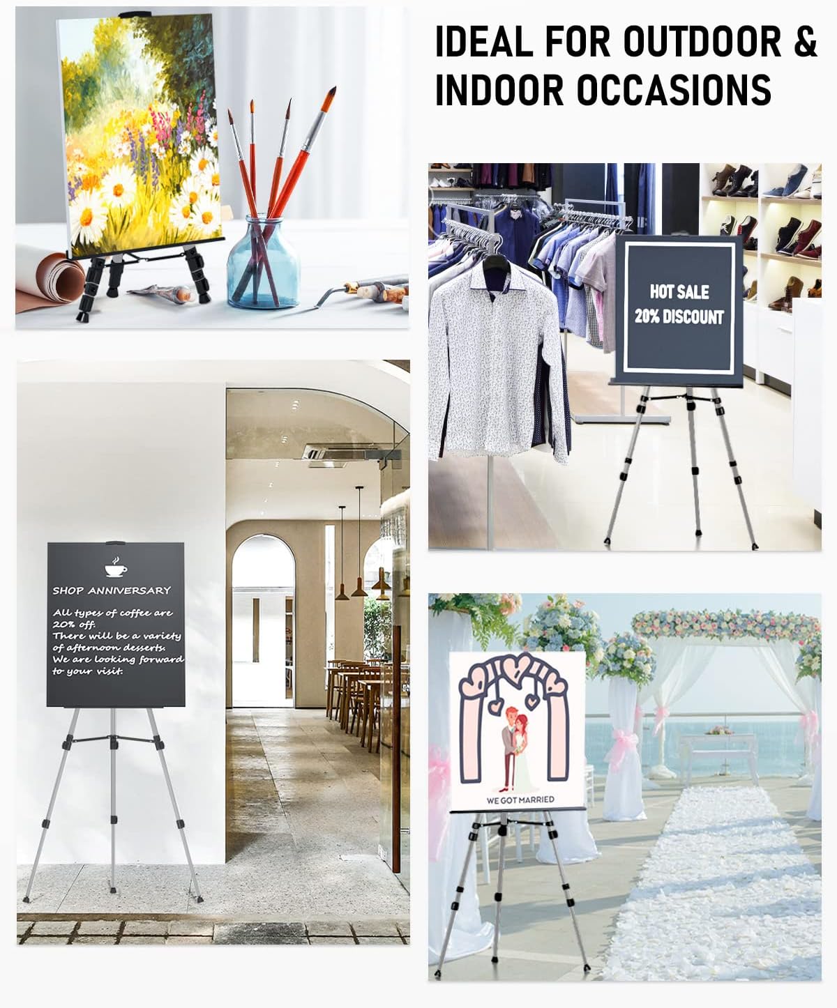 Nicpro 6 Pack Adjustable Aluminum Art Easel