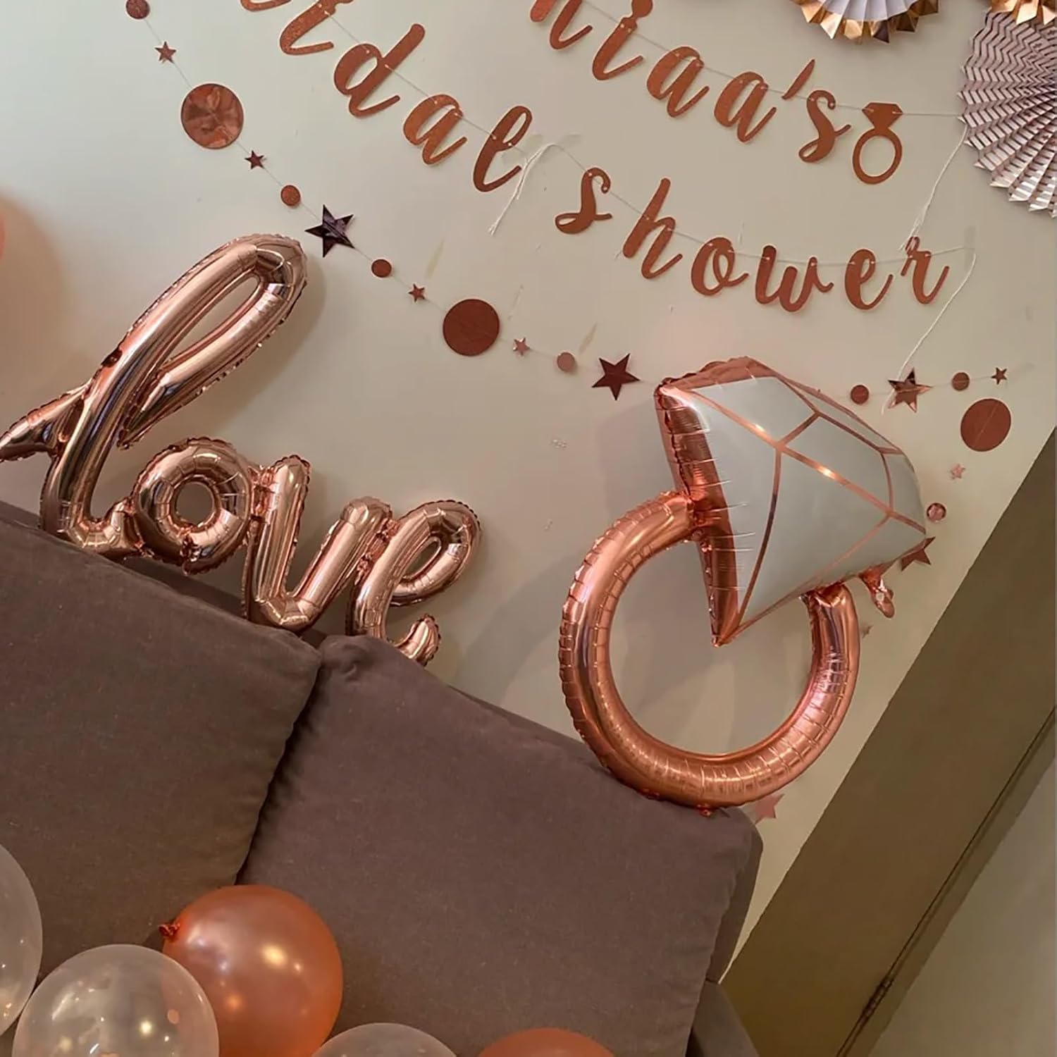 Diamond Ring Foil Balloon Set 5pcs Bridal Shower Decor