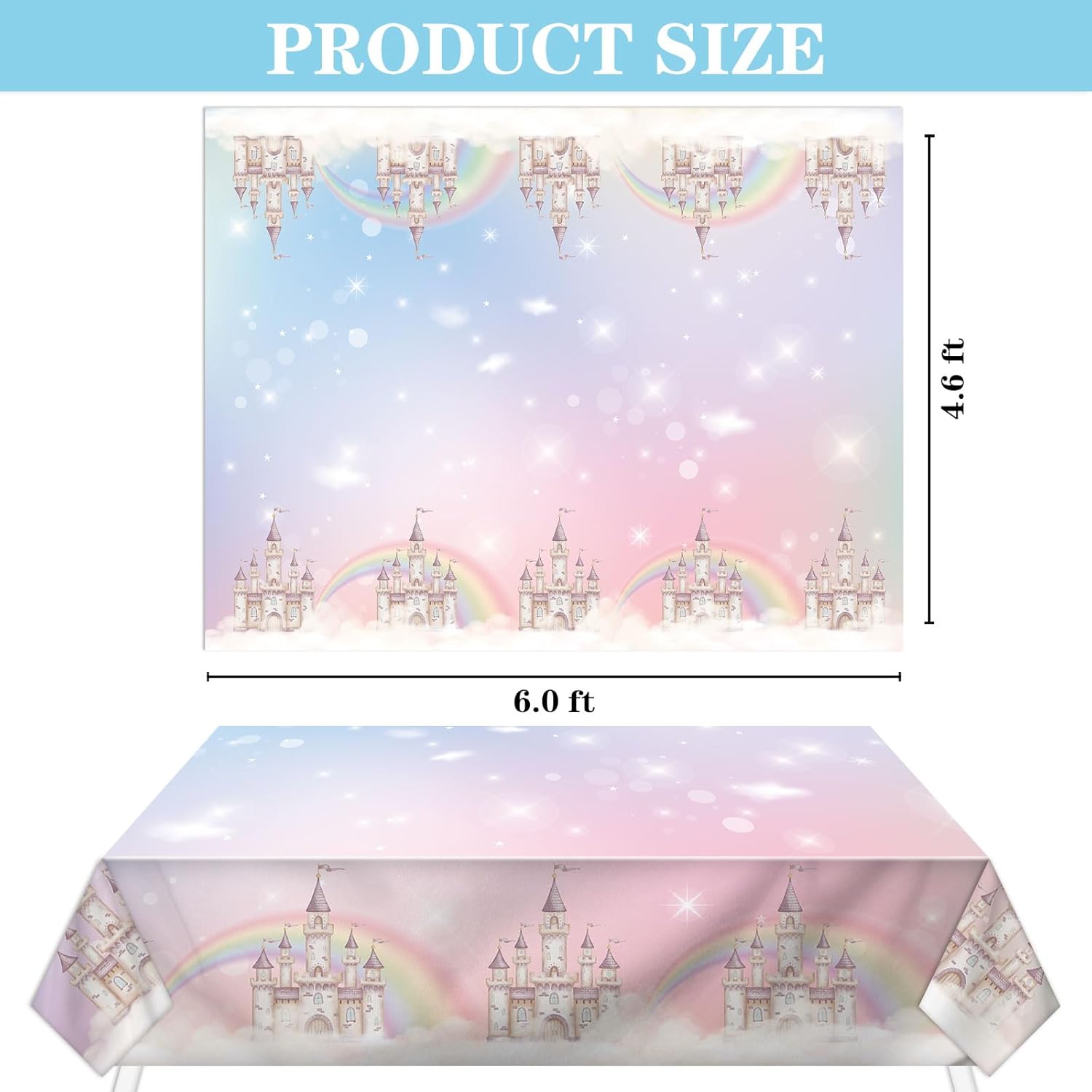 Princess Castle Tablecloth for Birthday Parties and Picnic