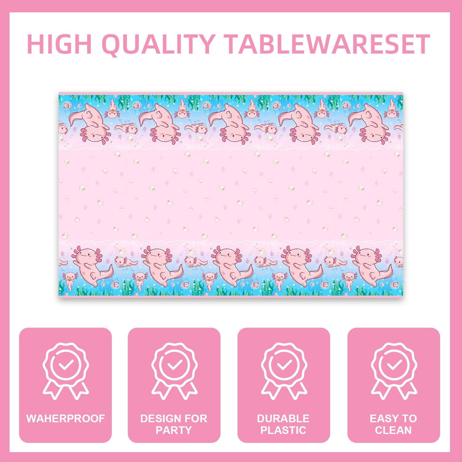 141Pcs Pink Axolotl Birthday Party Supplies Set