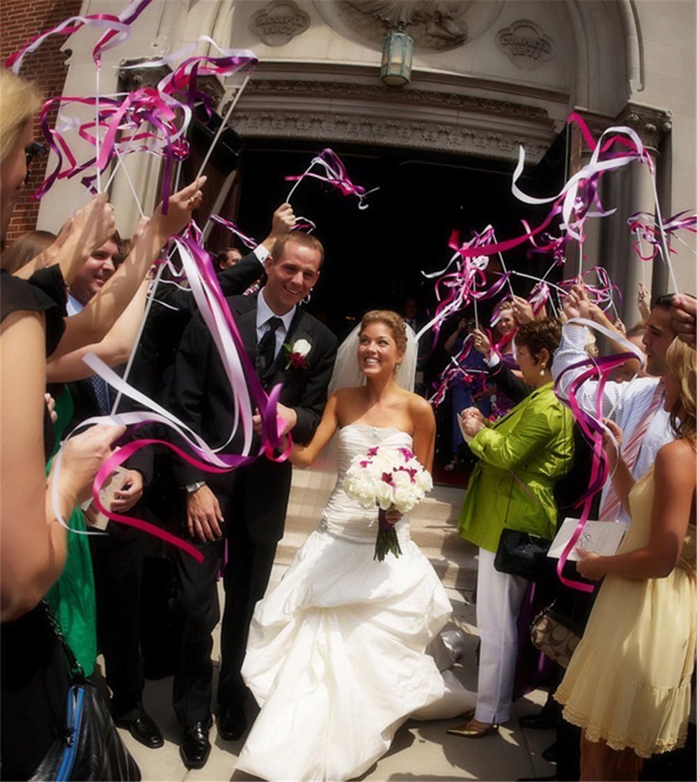 Wishprom Ribbon Stick Wands Streamers for Wedding Party Favor Black 30PCS