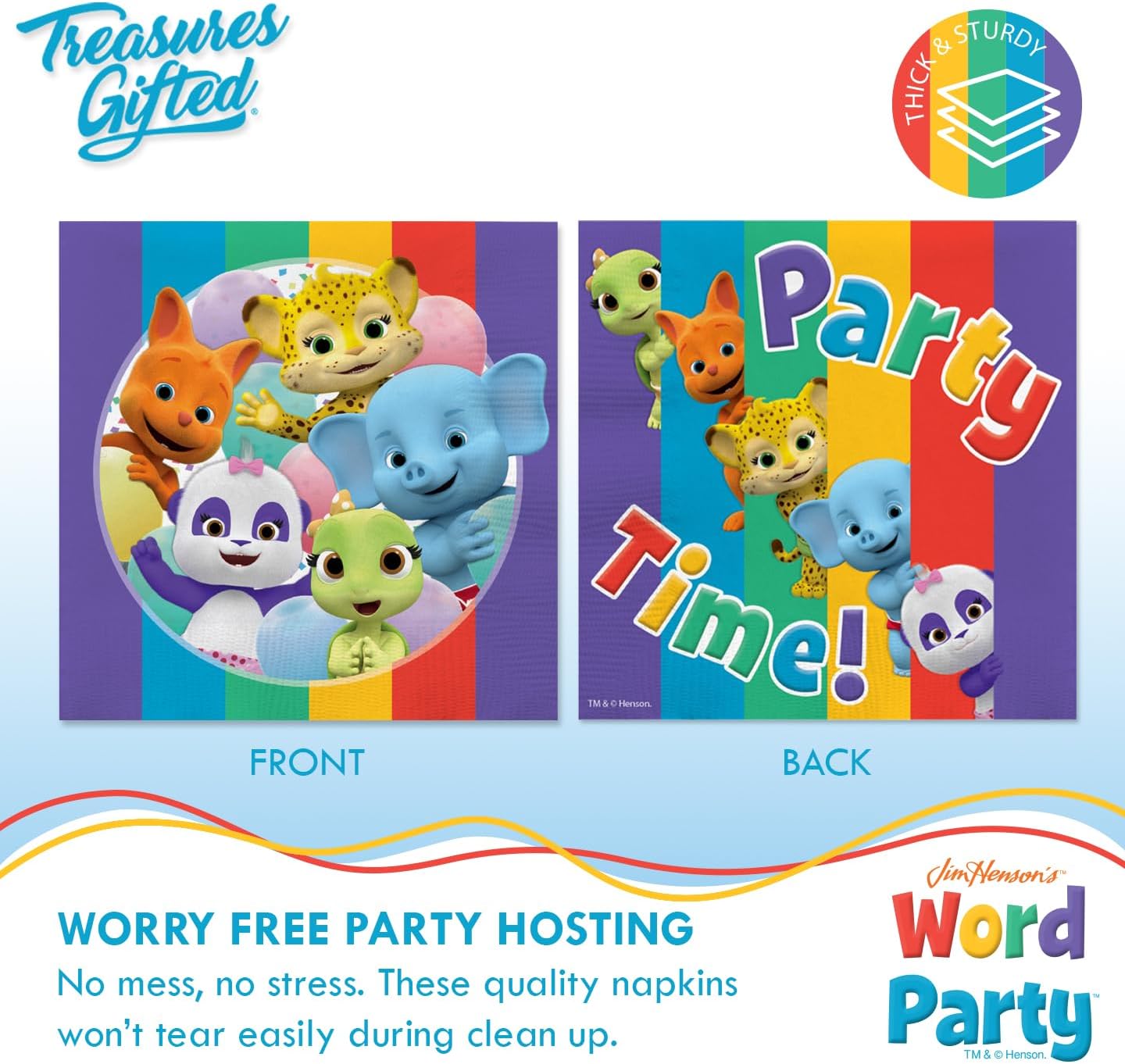 Treasures Gifted Word Party Birthday Plates Napkins Set for 24 Guests