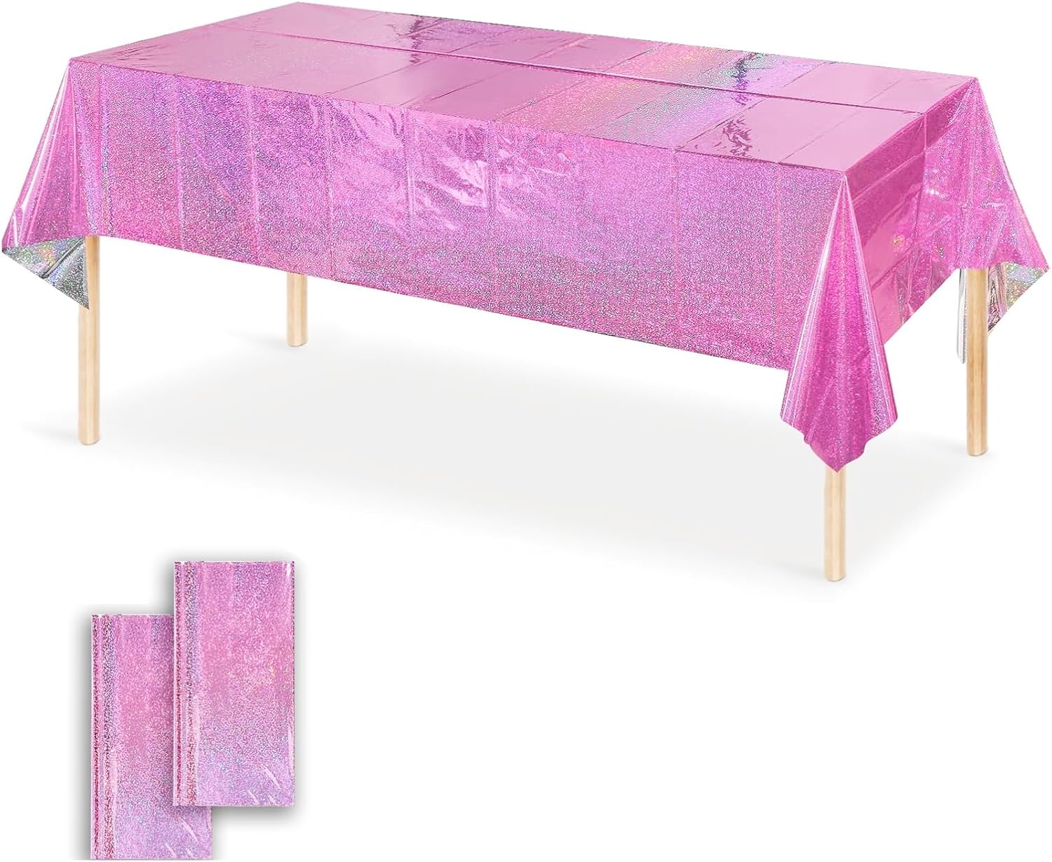 OQOQ Holographic Pink Tablecloths 2 Pack 108x54 Inches