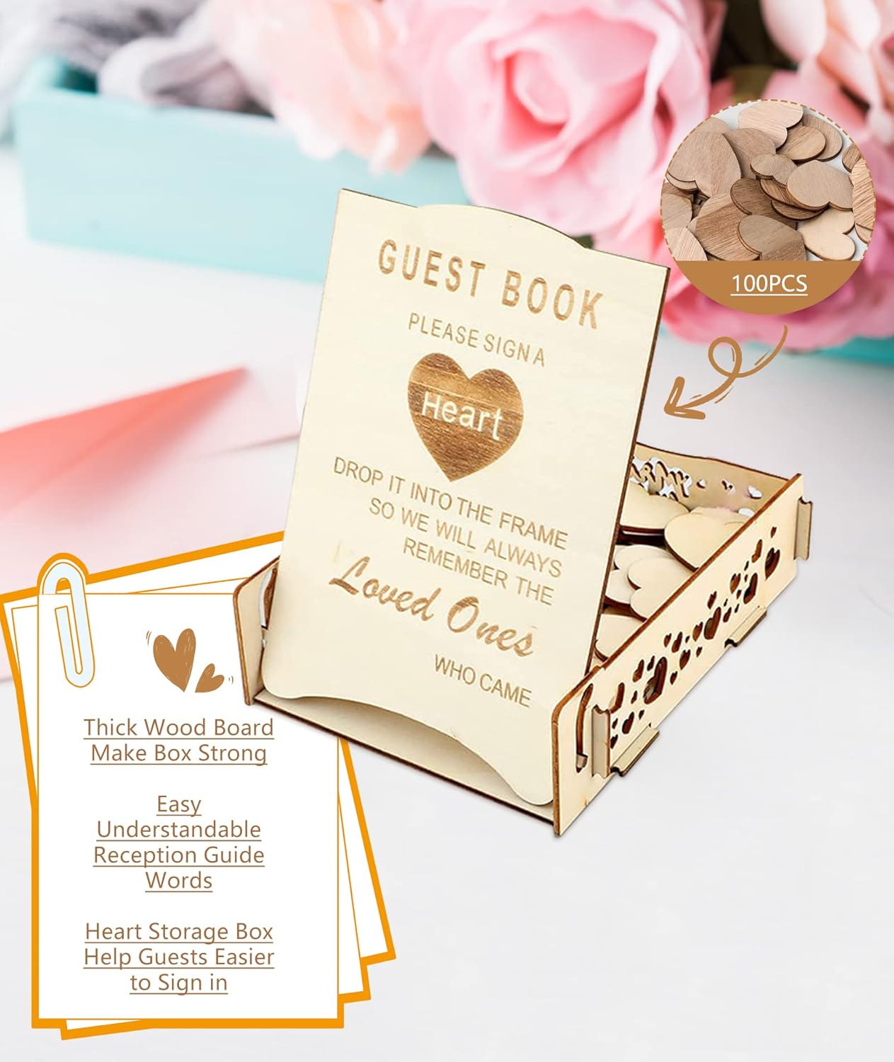 Heart Wedding Guest Book Alternative with Stand