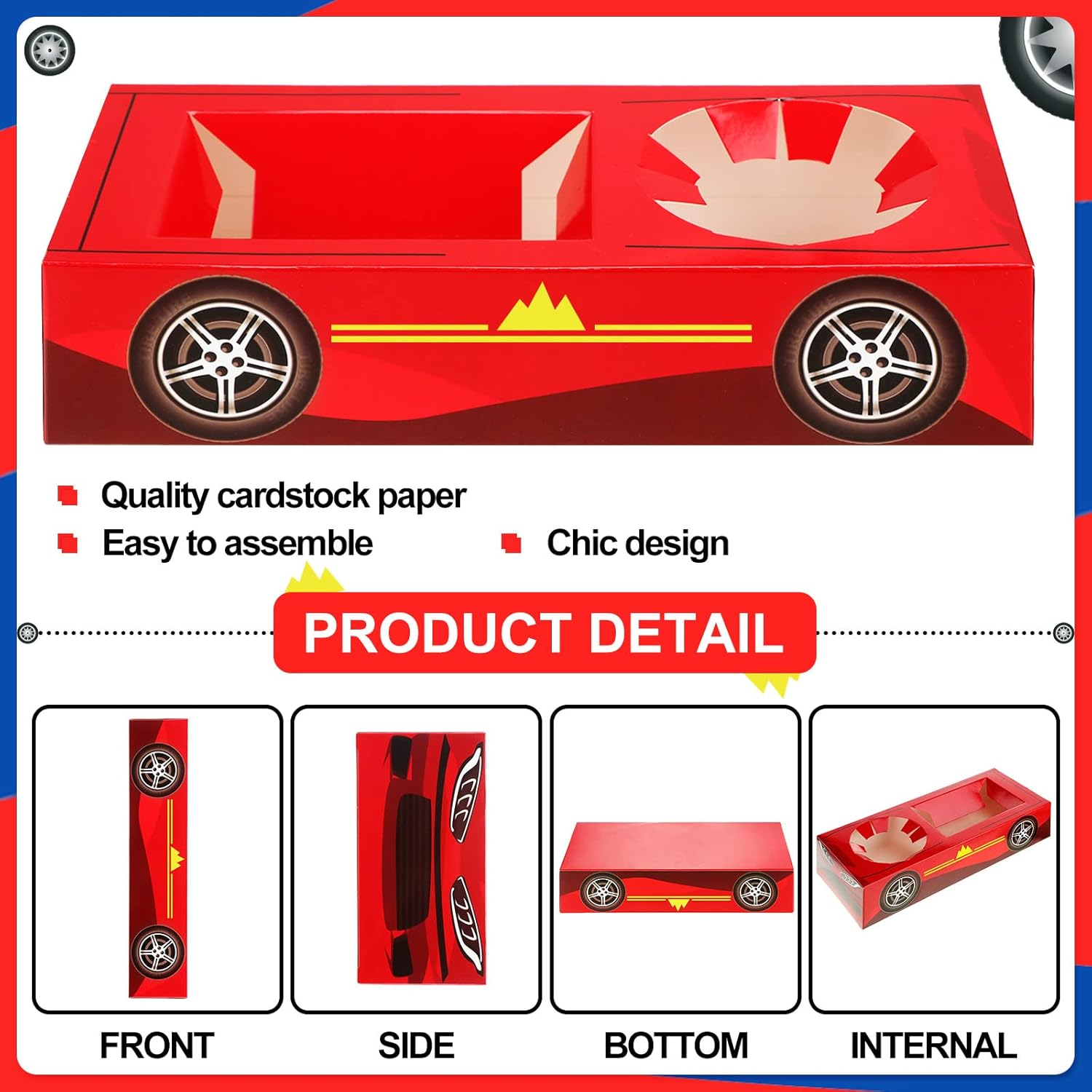 Lincia 12 Piece Race Car Food Boxes Party Supplies