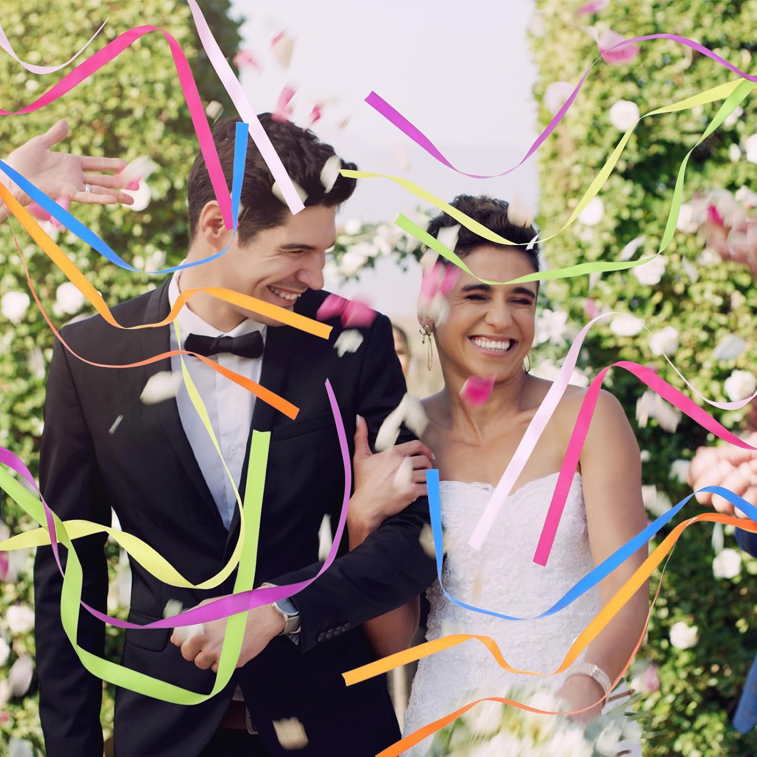 40Pcs Rainbow Ribbon Sticks with Bells for Parties